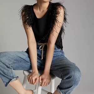 Eva Franco Romana Feathered Top Size Small